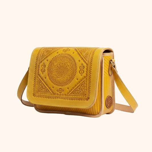 Linpauj Hand-Tooled Leather Crossbody Bag