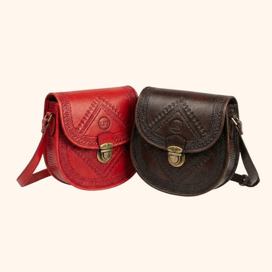 Linpauj Artisan Hand-Tooled Leather Crossbody