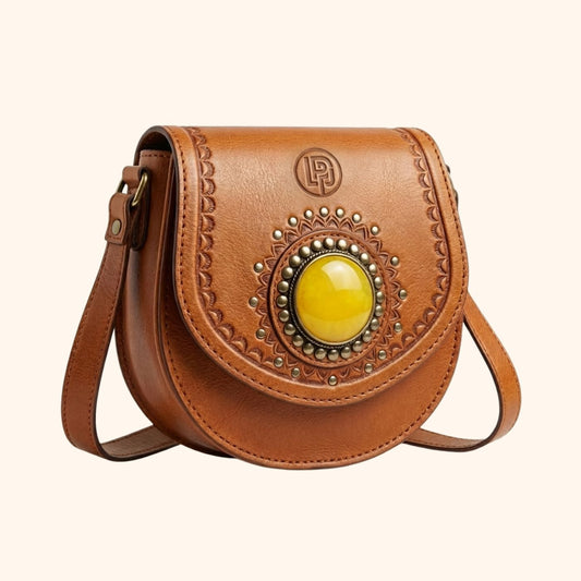 Linpauj Ornate Leather Crossbody Bag
